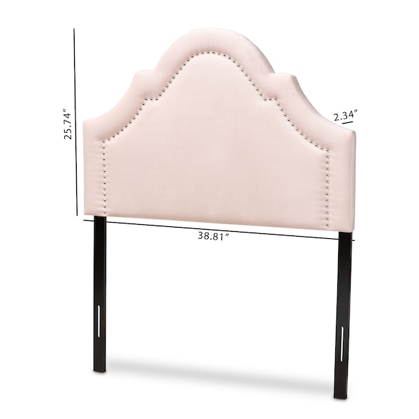 Baxton Studio Rita Light Pink Velvet Upholstered Twin Size Headboard - 155-9331