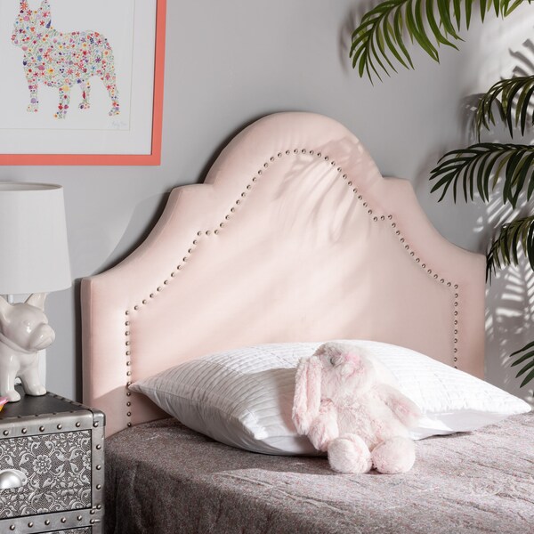 Baxton Studio Rita Light Pink Velvet Upholstered Twin Size Headboard - 155-9331