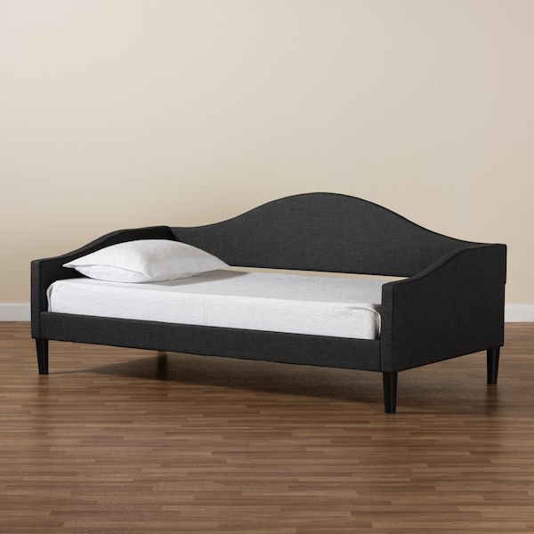 Baxton Studio Milligan Modern Charcoal Fabric Upholstered and Dark Brown Finished Wood Full Size Daybed - 203-12564