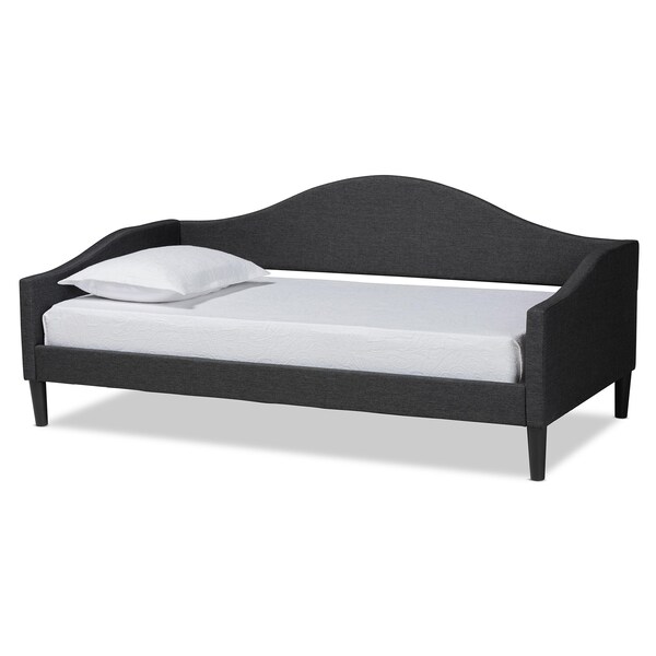 Baxton Studio Milligan Modern Charcoal Fabric Upholstered and Dark Brown Finished Wood Full Size Daybed - 203-12564