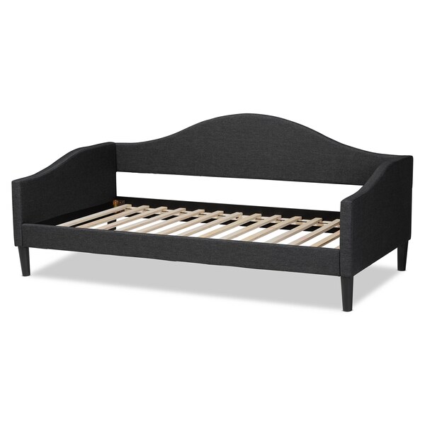 Baxton Studio Milligan Modern Charcoal Fabric Upholstered and Dark Brown Finished Wood Full Size Daybed - 203-12564