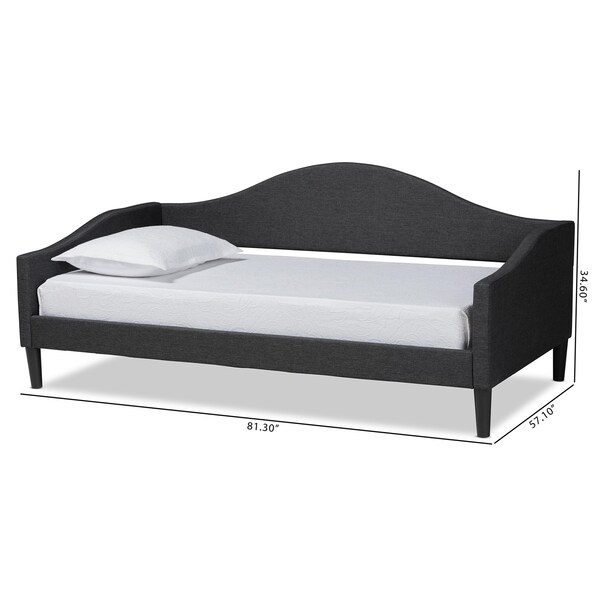 Baxton Studio Milligan Modern Charcoal Fabric Upholstered and Dark Brown Finished Wood Full Size Daybed - 203-12564