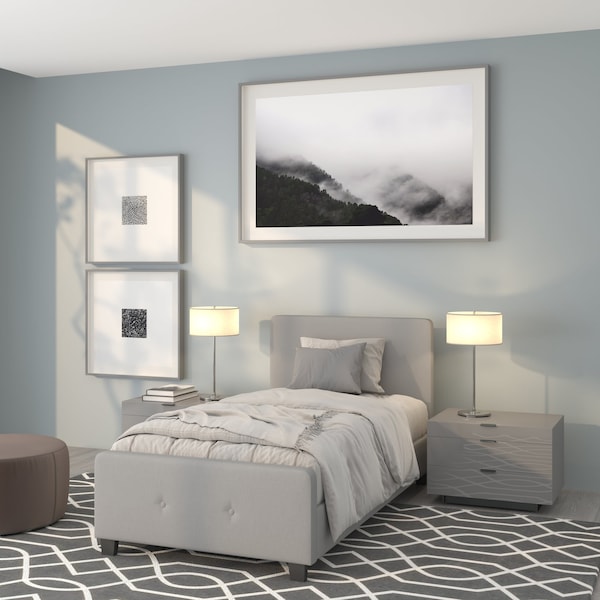 Flash Furniture Platform Bed, Tribeca, Twin, Light Gray - HG-25-GG