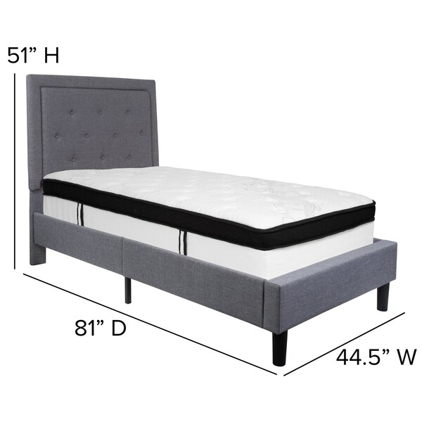 Flash Furniture Twin Platform Bed Set, Gray - SL-BMF-25-GG