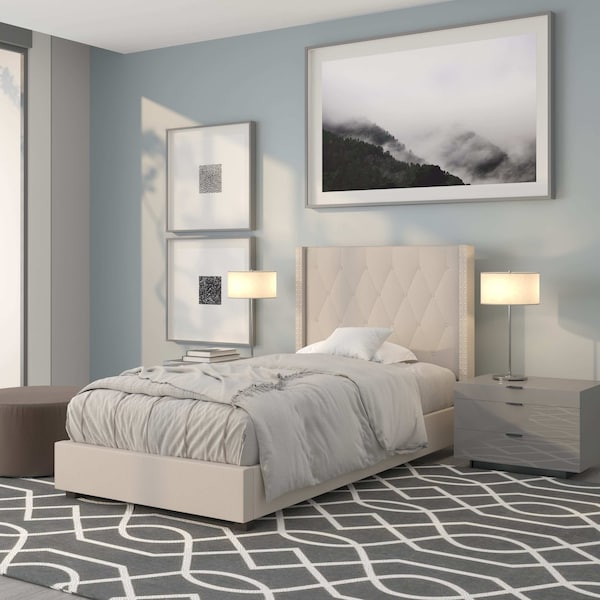 Flash Furniture Platform Bed, Riverdale, Twin, Beige - HG-33-GG
