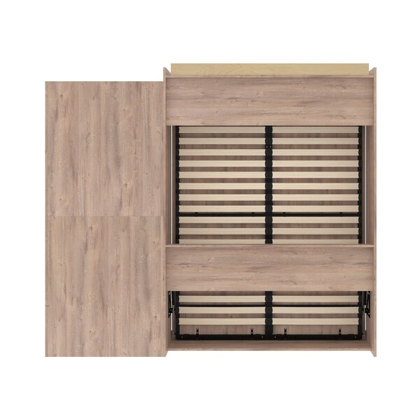 Bestar Pur Queen Murphy Bed and Storage Unit with Drawers (101W) in rustic brown - 26881-000009