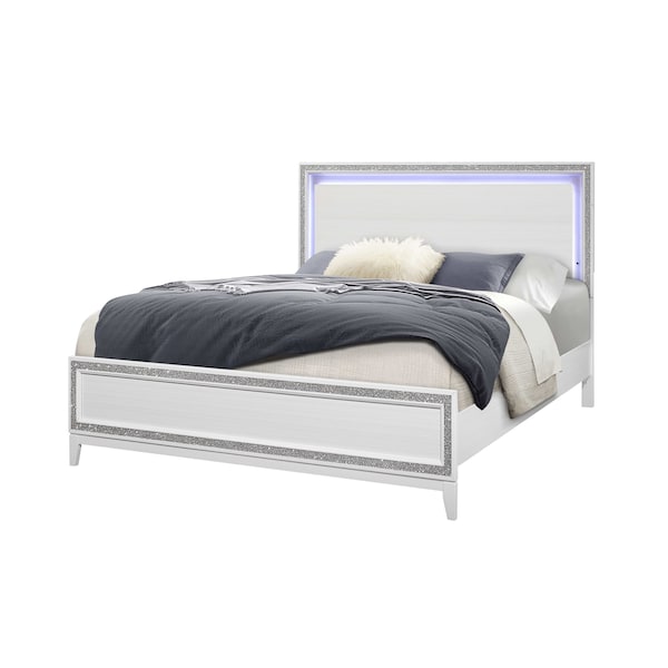 Global Furniture Usa Transitional Glam  Lily White King Bed - 3014
