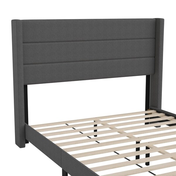 Flash Furniture Charcoal Queen Platform Bed with Headboard - YK-1078-CHAR-Q-GG