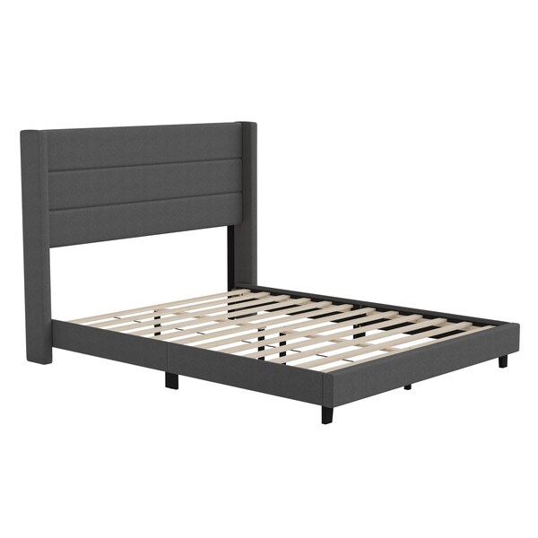 Flash Furniture Charcoal Queen Platform Bed with Headboard - YK-1078-CHAR-Q-GG