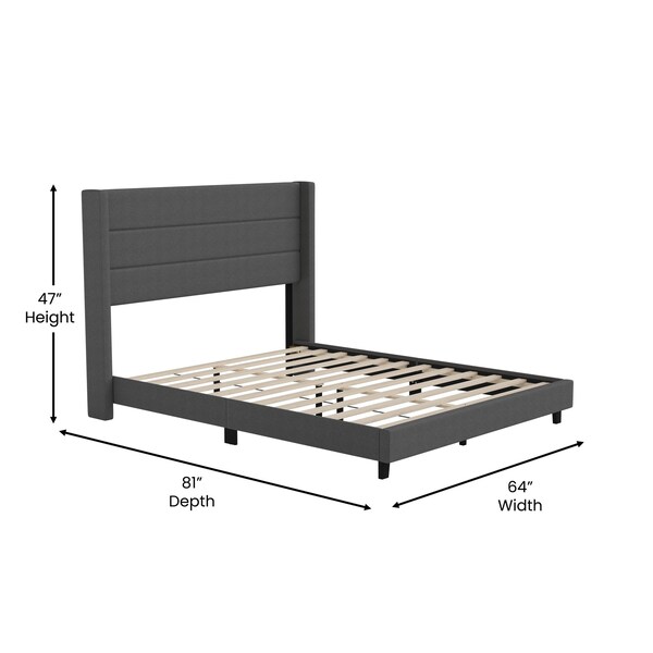 Flash Furniture Charcoal Queen Platform Bed with Headboard - YK-1078-CHAR-Q-GG