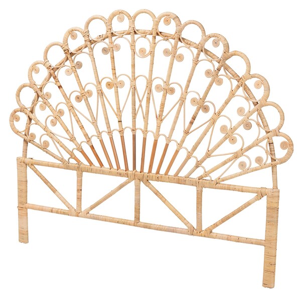 Bali & Pari Rasima Modern Bohemian Natural Brown Rattan Queen Size Standalone Headboard - 239-13393-ZORO