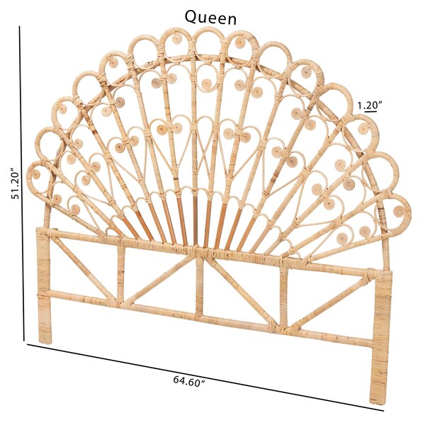Bali & Pari Rasima Modern Bohemian Natural Brown Rattan Queen Size Standalone Headboard - 239-13393-ZORO