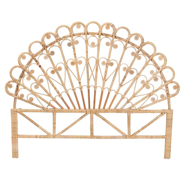 Bali & Pari Rasima Modern Bohemian Natural Brown Rattan Queen Size Standalone Headboard - 239-13393-ZORO