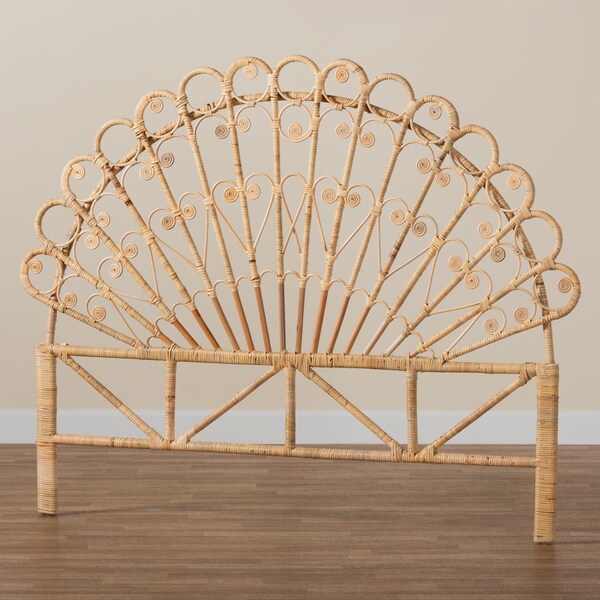 Bali & Pari Rasima Modern Bohemian Natural Brown Rattan Queen Size Standalone Headboard - 239-13393-ZORO
