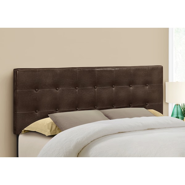 Monarch Specialties Bed, Headboard Only, Queen Size, Bedroom, Upholstered, Pu Leather Look, Brown, Transitional - I 6000Q