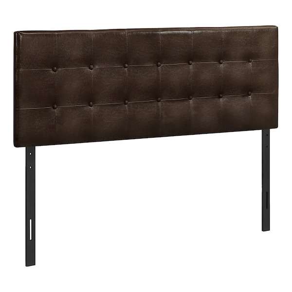 Monarch Specialties Bed, Headboard Only, Queen Size, Bedroom, Upholstered, Pu Leather Look, Brown, Transitional - I 6000Q