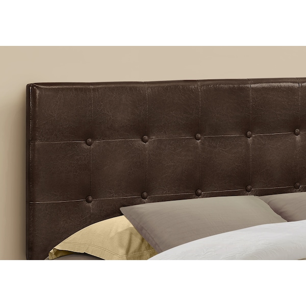 Monarch Specialties Bed, Headboard Only, Queen Size, Bedroom, Upholstered, Pu Leather Look, Brown, Transitional - I 6000Q
