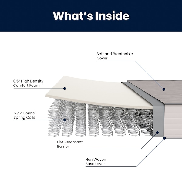 Flash Furniture Dream 6 Inch Hybrid Mattress, Twin XL High Density Foam and Innerspring Mattress in a Box - DR-E236-B-TXL-GG