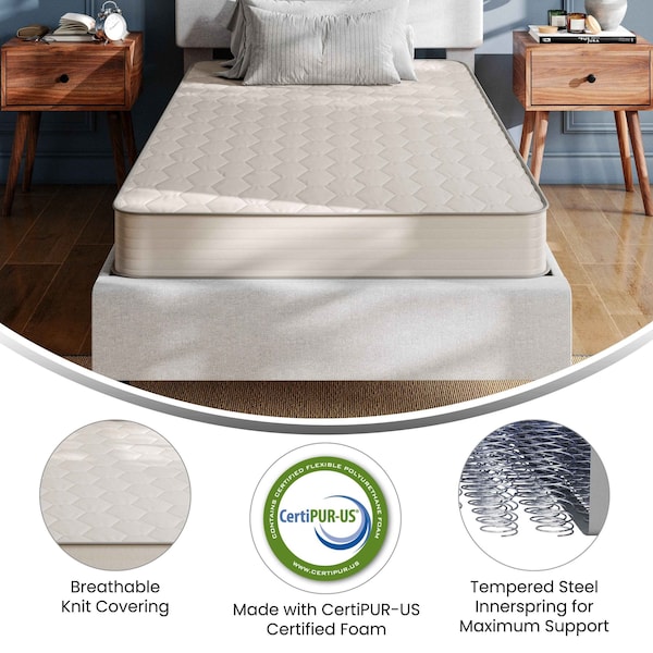 Flash Furniture Dream 6 Inch Hybrid Mattress, Twin XL High Density Foam and Innerspring Mattress in a Box - DR-E236-B-TXL-GG