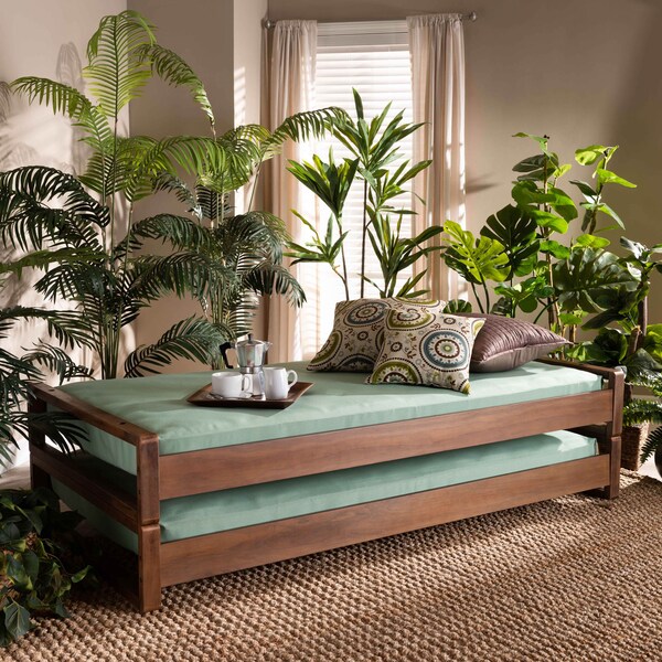 Baxton Studio Klara Walnut Finished Wood Expandable Twin Size to King Size Bed Frame - 168-10730