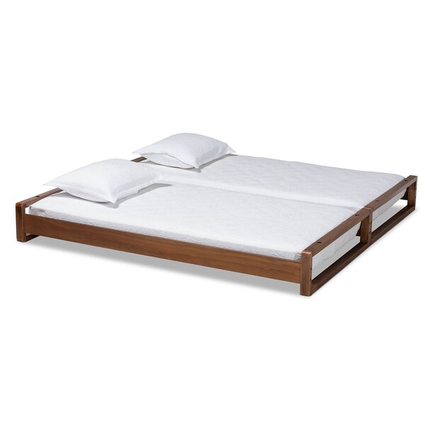 Baxton Studio Klara Walnut Finished Wood Expandable Twin Size to King Size Bed Frame - 168-10730