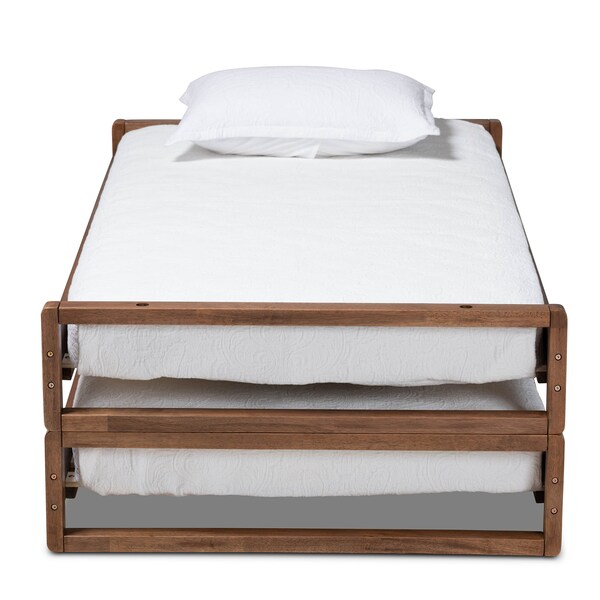 Baxton Studio Klara Walnut Finished Wood Expandable Twin Size to King Size Bed Frame - 168-10730