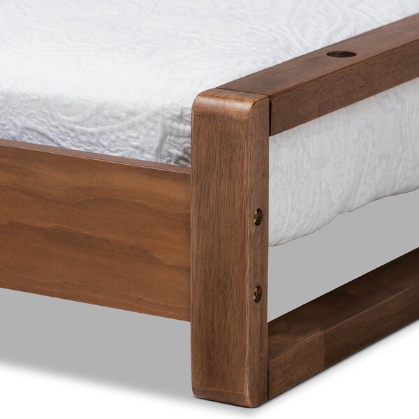 Baxton Studio Klara Walnut Finished Wood Expandable Twin Size to King Size Bed Frame - 168-10730