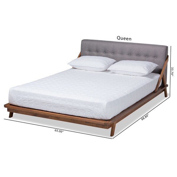 Baxton Studio Sante Mid-Century Grey Upholstered Wood Full Size Platform Bed - 156-9287