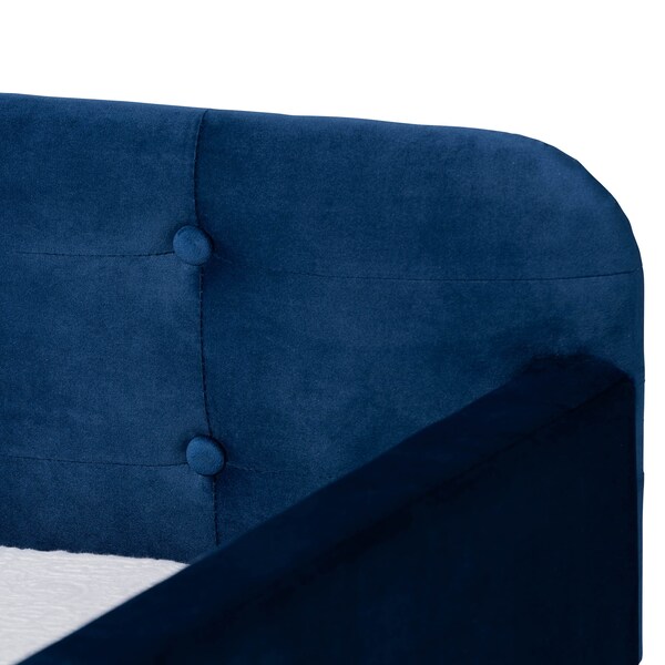 Baxton Studio Jona Blue Velvet and Button Tufted Twin Size Daybed with Trundle - 169-10844