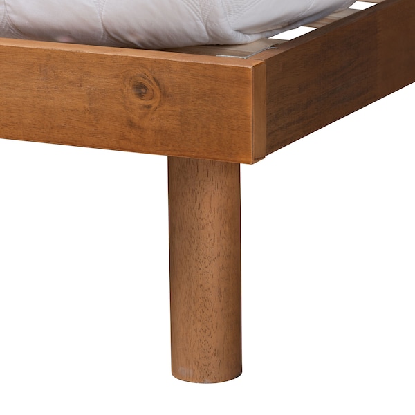 Baxton Studio Petra Mid-Century Modern Ash Walnut Finished Wood Full Size Platform Bed - 230-11147-11887-ZORO