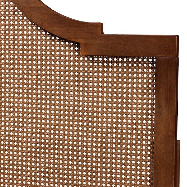 Baxton Studio Risha Mid-Century Modern Ash Walnut Finished Wood and Rattan King Size Headboard - 237-12649-ZORO