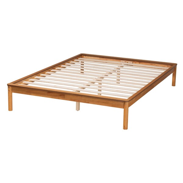 Baxton Studio Efren Mid-Century Modern Honey Oak Finished Wood Full Size Bed Frame - 236-12784-ZORO