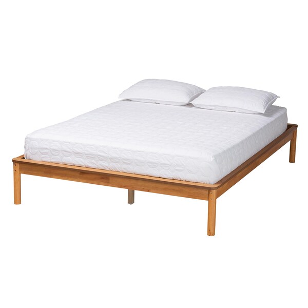 Baxton Studio Efren Mid-Century Modern Honey Oak Finished Wood Full Size Bed Frame - 236-12784-ZORO