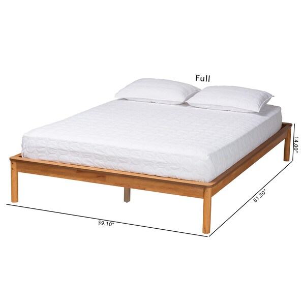 Baxton Studio Efren Mid-Century Modern Honey Oak Finished Wood Full Size Bed Frame - 236-12784-ZORO