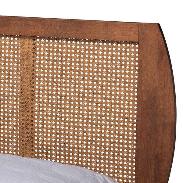 Baxton Studio Asami Mid-Century Modern Walnut Brown Finished Wood and Woven Rattan Queen Size 3-Piece Bedroom Set - 242-11117-9408-11298-11298-ZORO