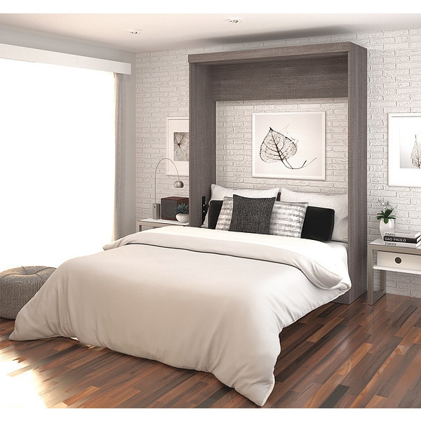 Bestar Queen Wall Bed, Nebula, Bark Gray/White - 25184-4717