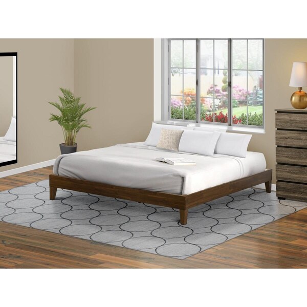 East West Furniture Platform Bed Frame with 4 Hardwood Legs & 2 Extra Center Legs - Walnut - NVP-22-K