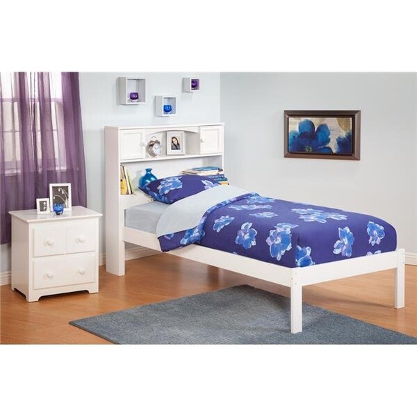 Atlantic Furniture Atlantic Furniture AR8531002 Newport Bookcase Bed Full Size with an Open Foot Rail in a White Finish - AR8531002