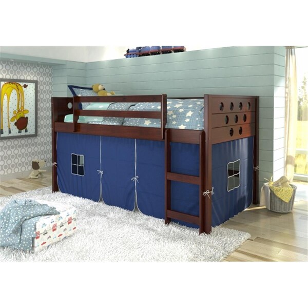 Pivot Direct Twin Size Circles Low Blue Tent Loft in Dark Cappuccino - PD_780ATCP_B