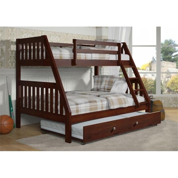 Pivot Direct Pivot Direct PD-1018-3CP-TF-503 Twin & Full Size Mission Bunkbed & Slat-Kits Mattress Ready with Twin Trundle Bed - Dark Cappuccino - PD_1018_3CP_TF_503