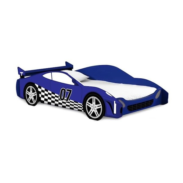 Legare Furniture Legare Furniture LEGE-BDBC-290 Kids Blue Race Car Twin Bed - LEGE-BDBC-290