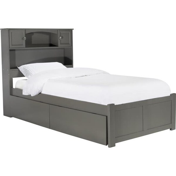 Atlantic Furniture Atlantic Furniture AR8522119 Newport Twin Platform Bed with Flat Panel Foot Board & 2 Urban Bed Drawers - Grey - AR8522119