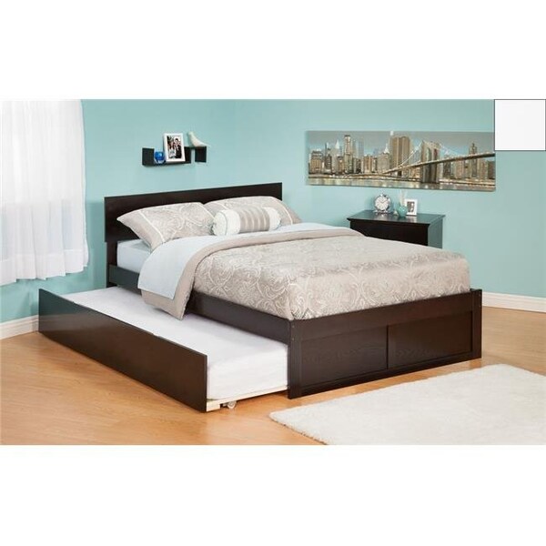 Atlantic Furniture Atlantic Furniture AR8122012 Orlando Twin Bed with Flat Panel Foot Board and Urban Trundle Bed in a White Finish - AR8122012