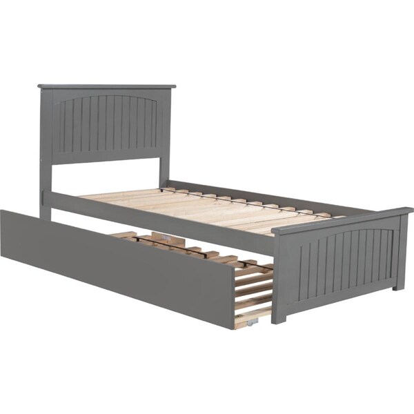 Atlantic Furniture Nantucket Twin Platform Bed with Matching Foot Board with Urban Trundle Bed - Grey - AR8226019