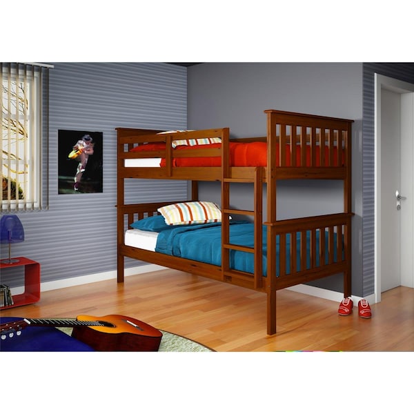 Pivot Direct Pivot Direct PD-120-3E-TT Donco Kids Mission Bunkbed with Slat-Kits Mattress Ready - Twin - Twin-Color- Espresso - PD_120_3E_TT