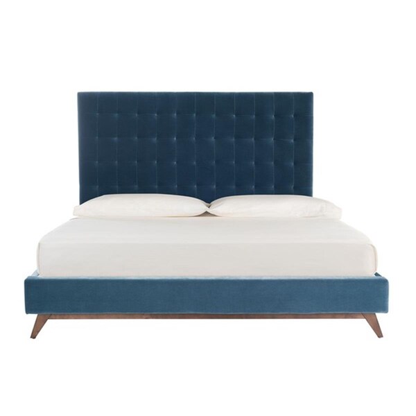 Safavieh Tsarina Velvet Tufted Bed, Dusty Blue - King Size - KNT4091D-K-3BX