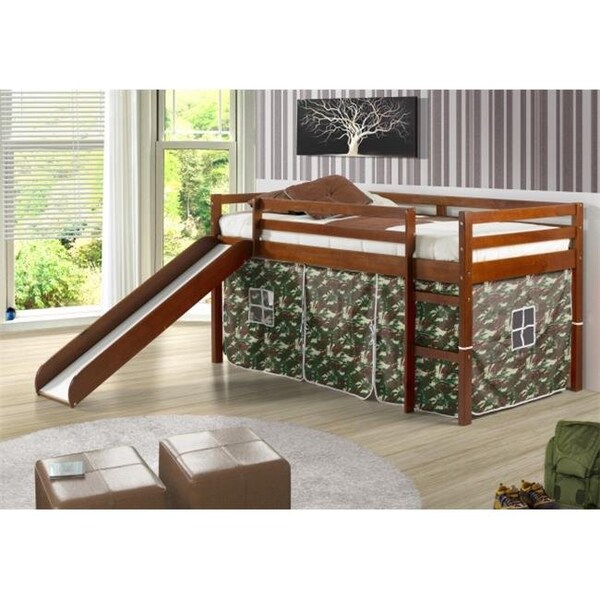 Pivot Direct Pivot Direct PD-750TE-C Twin Size Tent Loft with Slide & Slat-Kits Mattress Ready - Light Espresso & Camo - PD_750TE_C