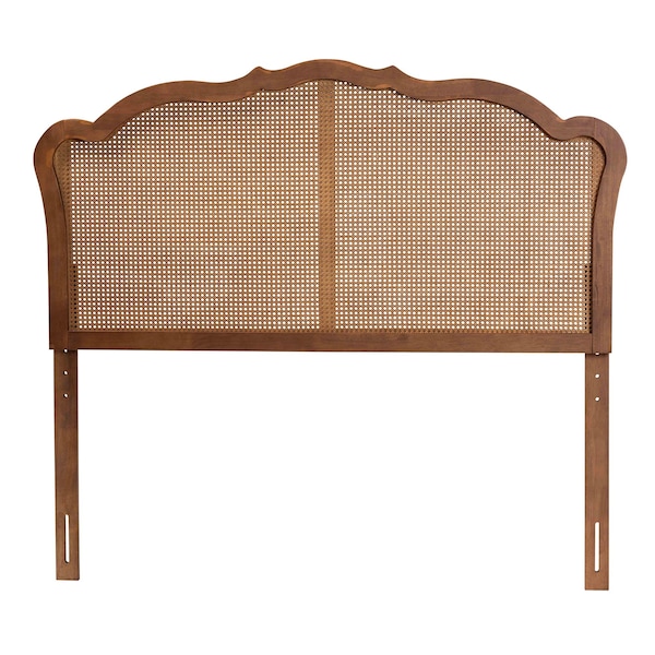 Baxton Studio Leandra Classic and Traditional Ash Walnut Finished Wood King Size Headboard with Rattan - 238-12667-ZORO