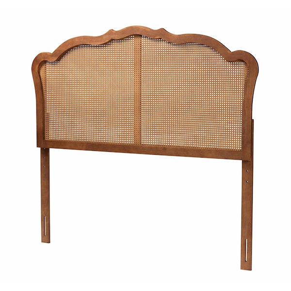 Baxton Studio Leandra Classic and Traditional Ash Walnut Finished Wood King Size Headboard with Rattan - 238-12667-ZORO