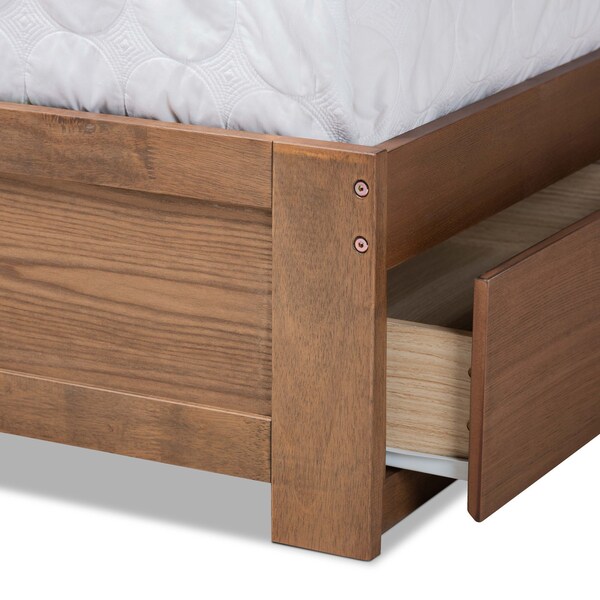 Baxton Studio Eleni Modern Ash Walnut Brown Finished Wood Queen Size 3-Drawer Storage Bed - 175-9429-9621-ZORO